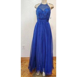 Evening, Party, Cocktail, Bridesmaid, Beaded Dress, Blue SIZE S  #306